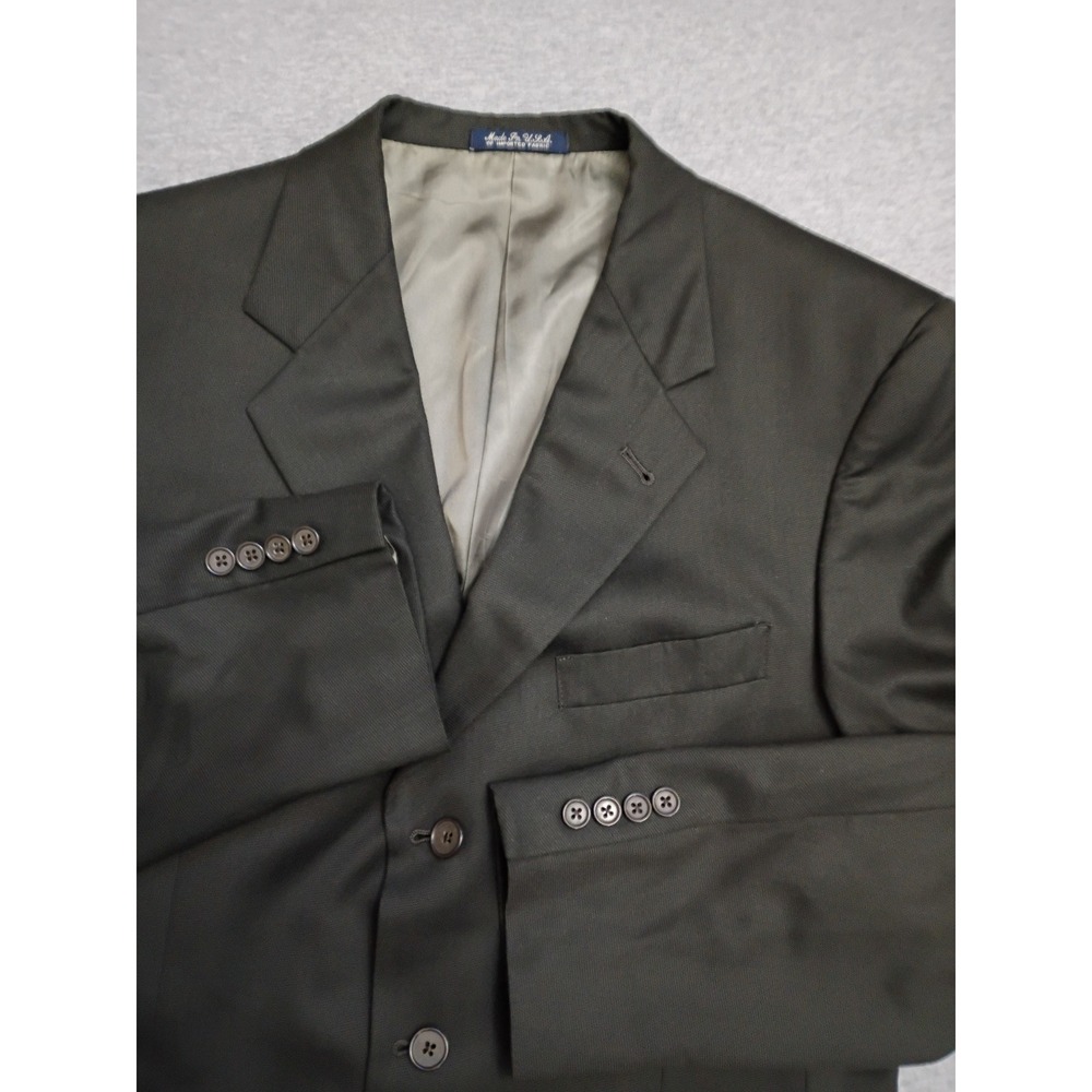 Austin Reed London Mens 41R Blazer Olive Green 3-Button Wool Sport Coat USA Made
